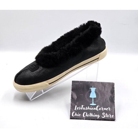 UGG Australia Women's Black Suede Fuzzy Lined Rylan Skimmer Slippers Size 8 2977 - Picture 15 of 16
